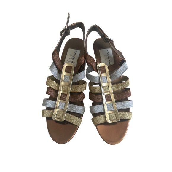 AJ VALENCI Multicolor Metallic Heels Sandals Size 8.5 - Picture 8 of 8